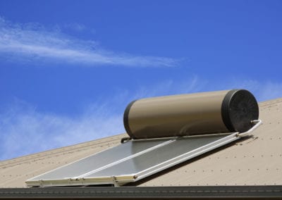 solar panels used to heat water on a roof